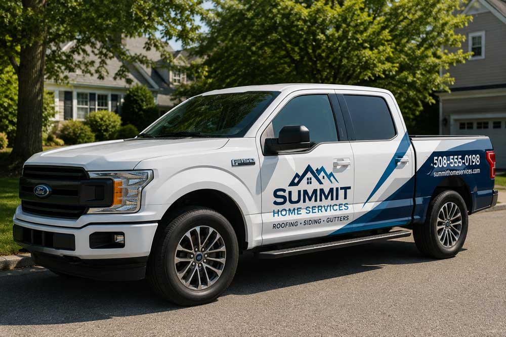 Custom truck lettering and graphics for a Cape Cod business